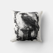 Abyssal Gaze Heavy Metal Raven Skull クッション (正面)