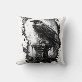 Abyssal Gaze Heavy Metal Raven Skull  クッション