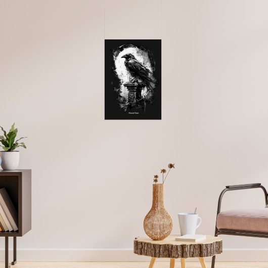 Abyssal Gaze Heavy Metal Raven Skull  ポスター (リビング3)