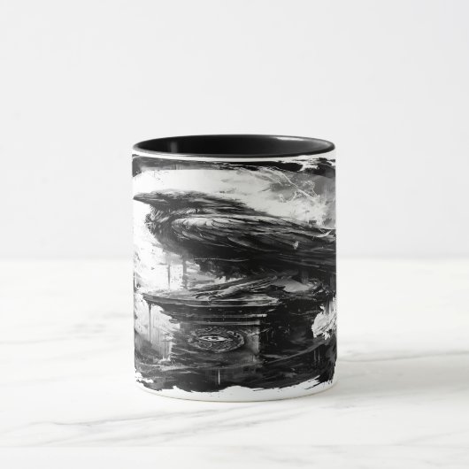 Abyssal Gaze Heavy Metal Raven Skull マグカップ (中央)