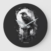 Abyssal Gaze Heavy Metal Raven Skull  ラージ壁時計 (正面)
