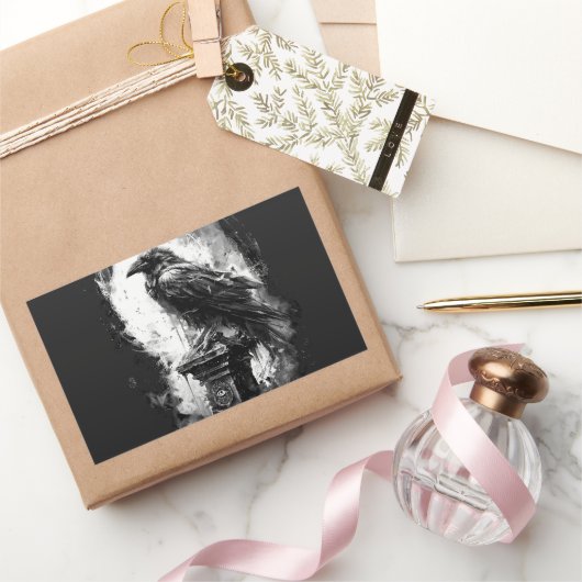 Abyssal Gaze Heavy Metal Raven Skull 長方形シール (ギフト)