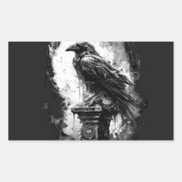Abyssal Gaze Heavy Metal Raven Skull 長方形シール