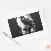 Abyssal Gaze Heavy Metal Raven Skull 長方形シール (封筒)