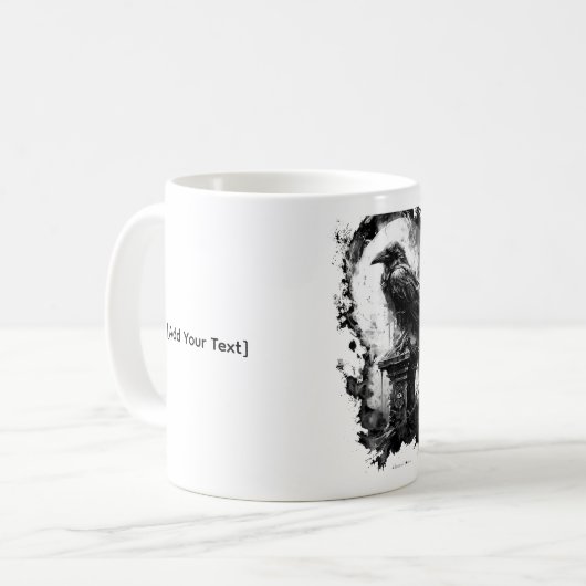 Abyssal Gaze Heavy Metal Raven Skull Mug コーヒーマグカップ (正面左)