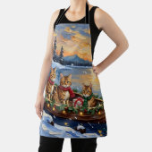 Abyssinian Cat Christmas Boat Holiday エプロン (インサイチュ)