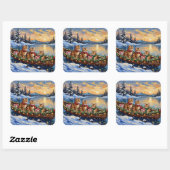 Abyssinian Cat Christmas Boat Holiday スクエアシール (シート)