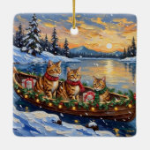 Abyssinian Cat Christmas Boat Holiday セラミックオーナメント (裏面)