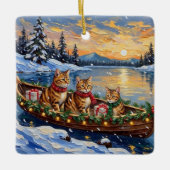 Abyssinian Cat Christmas Boat Holiday セラミックオーナメント (正面)