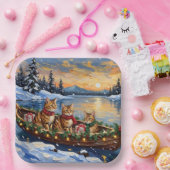 Abyssinian Cat Christmas Boat Holiday ペーパープレート (パーティー)