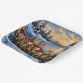 Abyssinian Cat Christmas Boat Holiday ペーパープレート (傾斜あり)