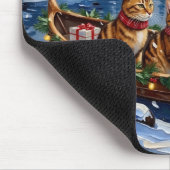 Abyssinian Cat Christmas Boat Holiday マウスパッド (コーナー)