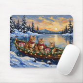 Abyssinian Cat Christmas Boat Holiday マウスパッド (マウス)