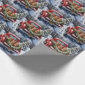 Abyssinian Cat Christmas Red Truck Holiday ラッピングペーパー (角)