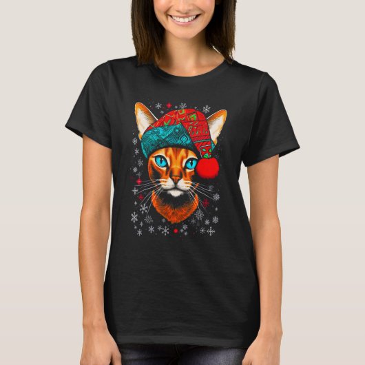 Abyssinian Cat Christmas Tシャツ (正面)
