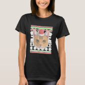 Abyssinian Cat Kitty Santa Claus Ugly Tシャツ (正面)