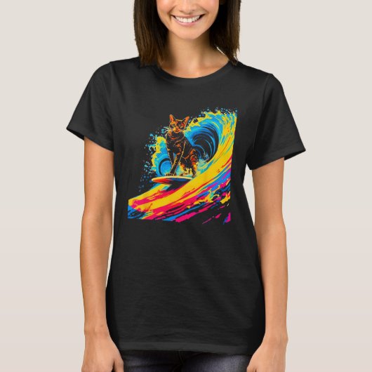 Abyssinian Cat Surfing Tシャツ (正面)
