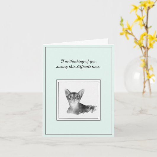 Abyssinian Cat Sympathy Card カード (黄色い花)