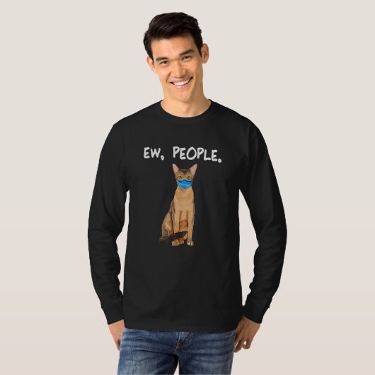 Abyssinian Ew People  Cat Wearing Face Mask Tシャツ (正面フル)