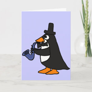 ACサクソフォーンカードを遊ぶタキシードのペンギン カード