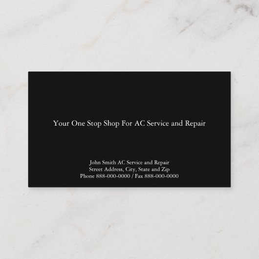 ACサービスおよび修理名刺 名刺 (裏面)