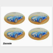 ACブルークラシックスポーツカー 楕円形シール (シート)