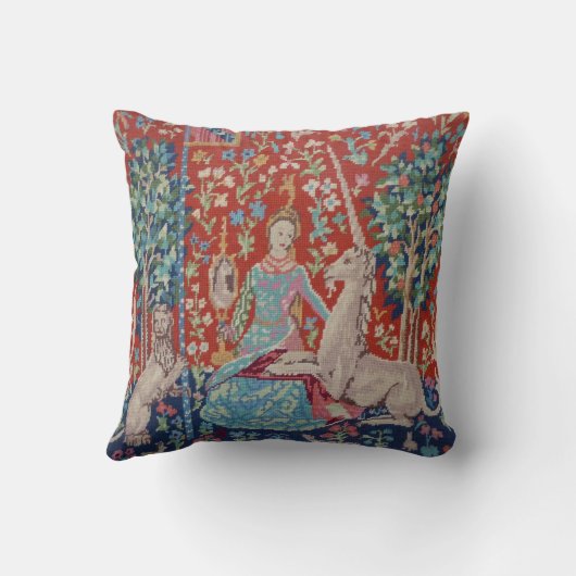 AC女性およびユニコーンのタペストリーの写真の枕 クッション (裏面)