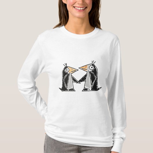 AC手のTシャツを握っている漫画のペンギン Tシャツ (正面)