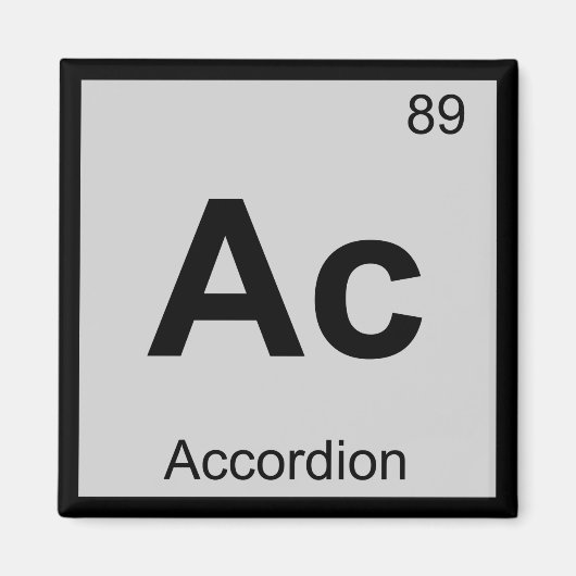 Ac - アコーディオン音楽 化学周期表 マグネット (正面)