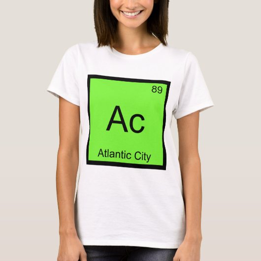 Ac – アトランティックシティ化学要素シンボルティー tシャツ (正面)