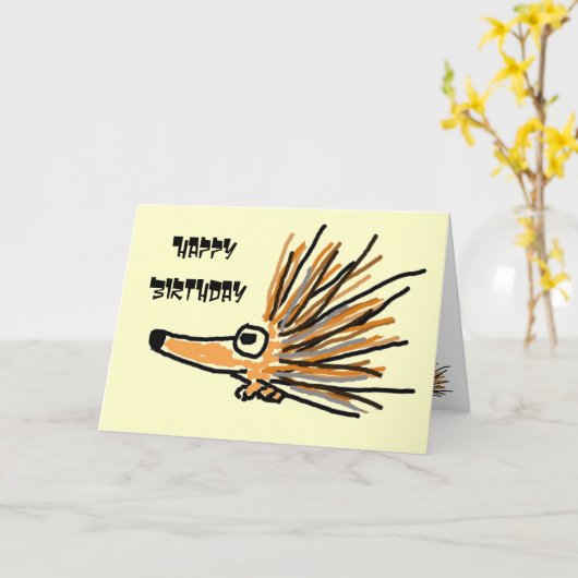 AC – イクリスヤマアラシ誕生日カード カード (黄色い花)