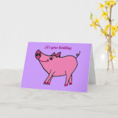 AC-ハッピーバースデー豚グリーティングカード カード (黄色い花)