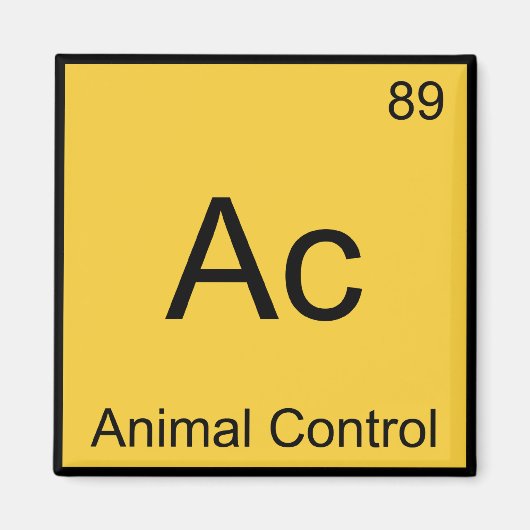 Ac – 動物制御化学要素シンボルティー マグネット (正面)