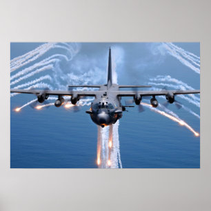 AC-130Hスペクター噴射フレア ポスター