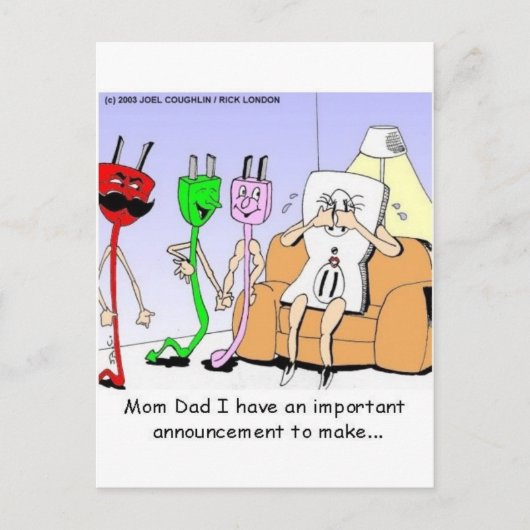 AC/DC配線人間関係おもしろいゲイ/レズビギフト ポストカード (正面)