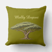 Acacia Tree Throw Pillow with Custom Name クッション (正面)