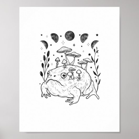 Academia Moon Witchy Goblincore Aesthetic Frog ポスター (正面)