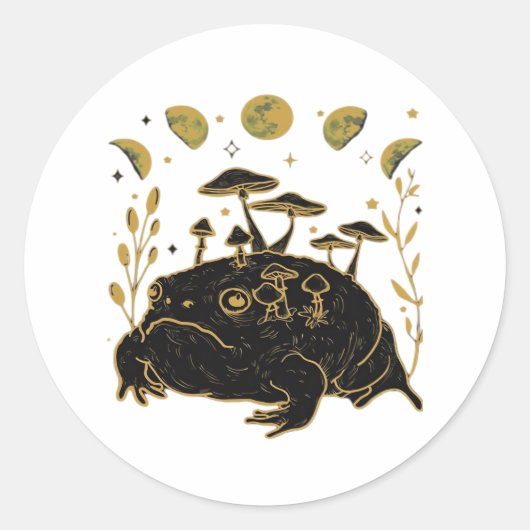 Academia Moon Witchy Goblincore Aesthetic Frog Cla ラウンドシール (正面)