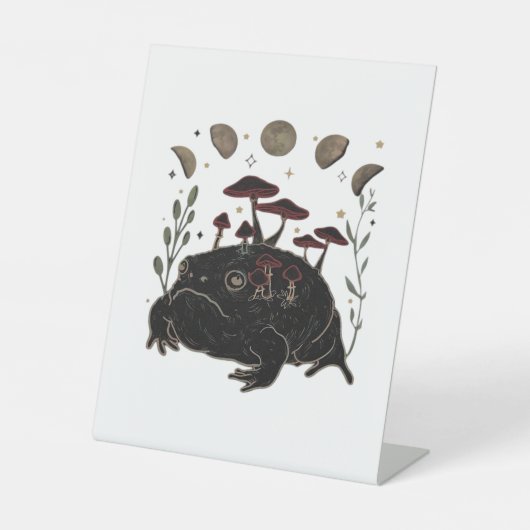 Academia Moon Witchy Goblincore Aesthetic Frog Cla 台座サイン (正面)