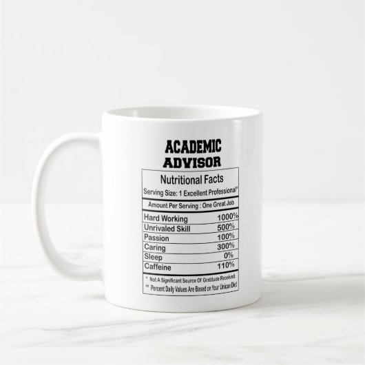 Academic Advisor Nutrition Facts 11 oz Coffee Mug  コーヒーマグカップ (左)