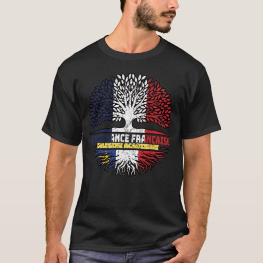 Acadia Acadianフラフランスのンスツリーのルーツ国旗 Tシャツ (正面)