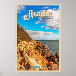 Acadia National Park Bar Harbor Watercolor ポスター