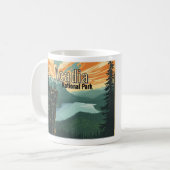 Acadia National Park Illustration Retro コーヒーマグカップ (正面左)