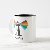 Acadia National Park Lighthouse Rainbow ツートーンマグカップ (正面左)