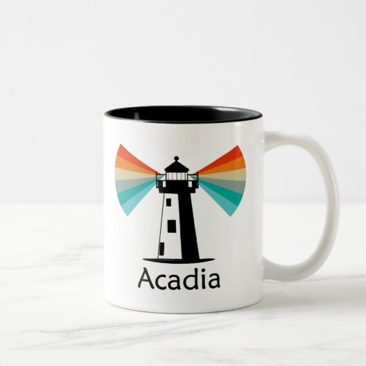 Acadia National Park Lighthouse Rainbow ツートーンマグカップ (右)