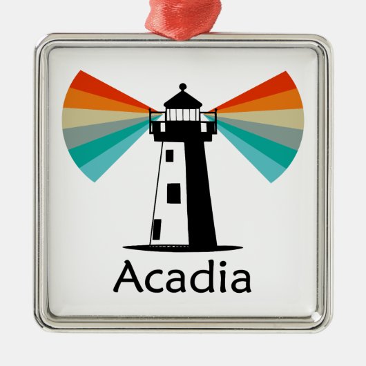 Acadia National Park Lighthouse Rainbow メタルオーナメント (正面)