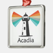 Acadia National Park Lighthouse Rainbow メタルオーナメント (左)