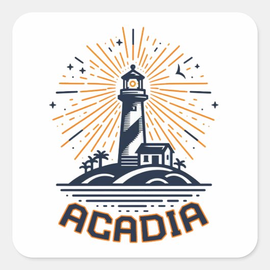 Acadia National Park Lighthouse Sunrise スクエアシール (正面)