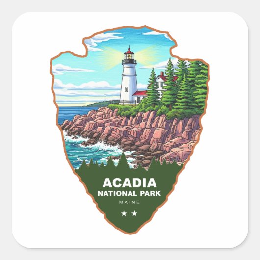 Acadia National Park Maine Arrowhead スクエアシール (正面)