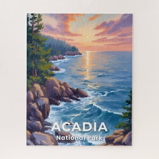 Acadia National Park | Maine Painting Travel Art ジグソーパズル (縦)